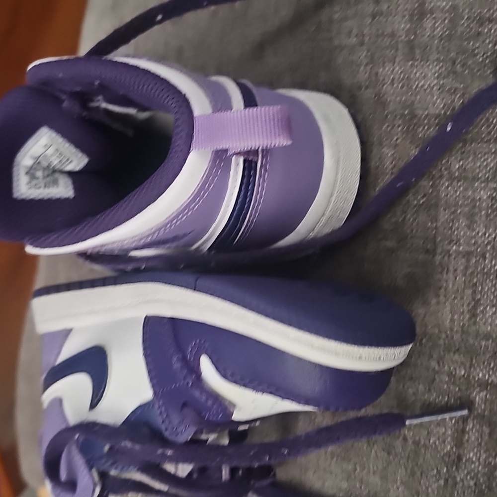 Jordan Kids White and Purple Sneakers